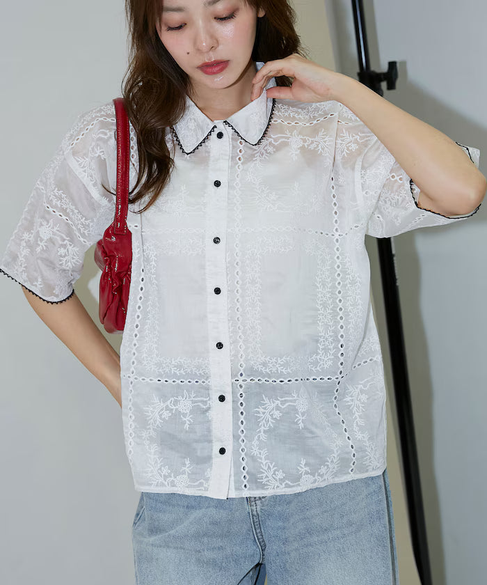 Pico race lace color collar lace shirt limited edition