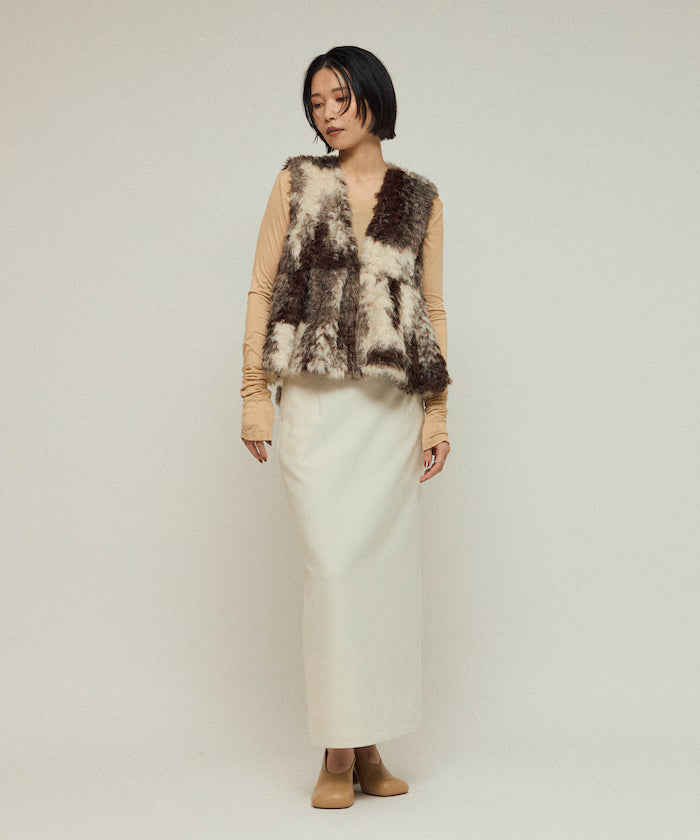 Peplum Silhouette Cow Print Fake Fur Vest