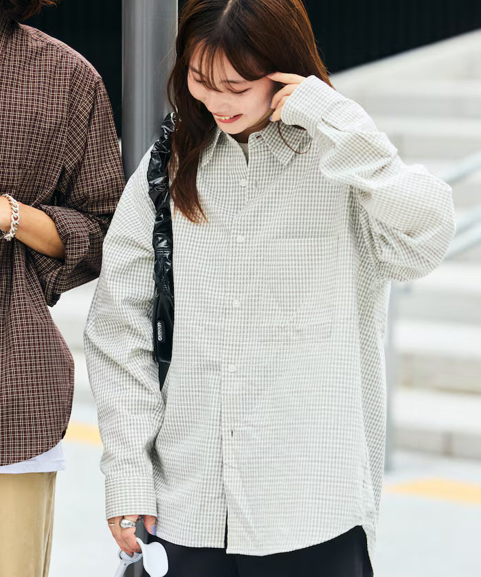 Relax Fit Classic Pattern Regular Collar Shirt / Check Pattern / Stripe Pattern 【Limited Edition】 - White
