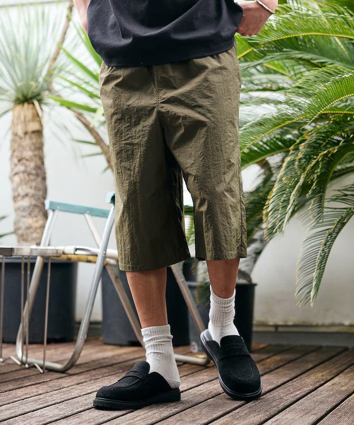Nylon Sleek Water Length Baggy Shorts