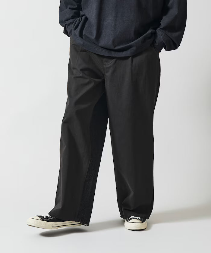 Chino Denim Docking Pants / Wide Straight Pants