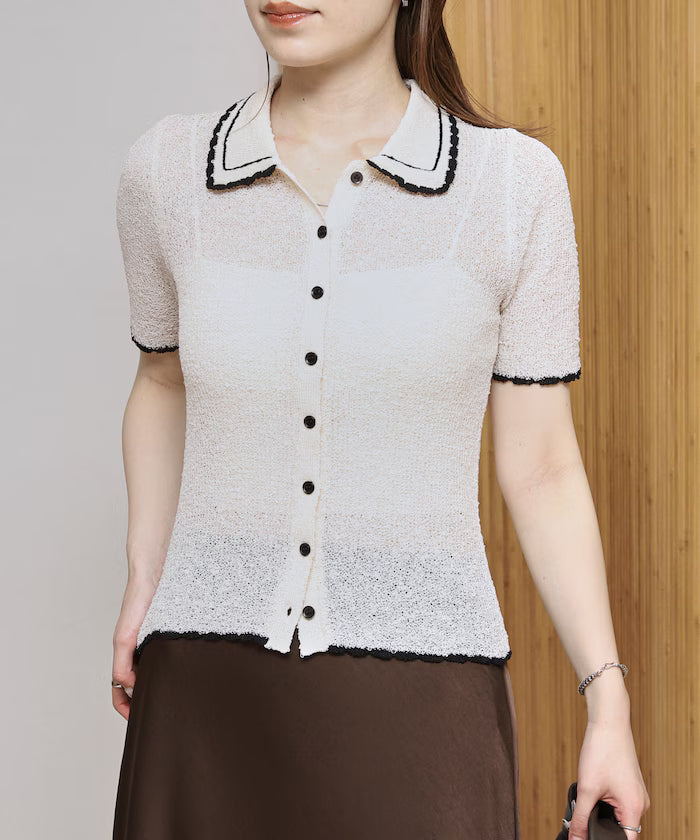 Color Embroidered Polo Collar Cardigan [Limited Edition]