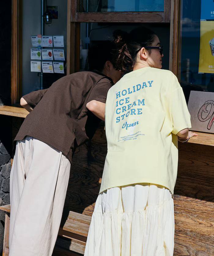 HOLIDAY ICECREAM×FREAK'S STORE Collaboration Big Silhouette Back Print Crew Neck T-Shirt [Limited Edition]