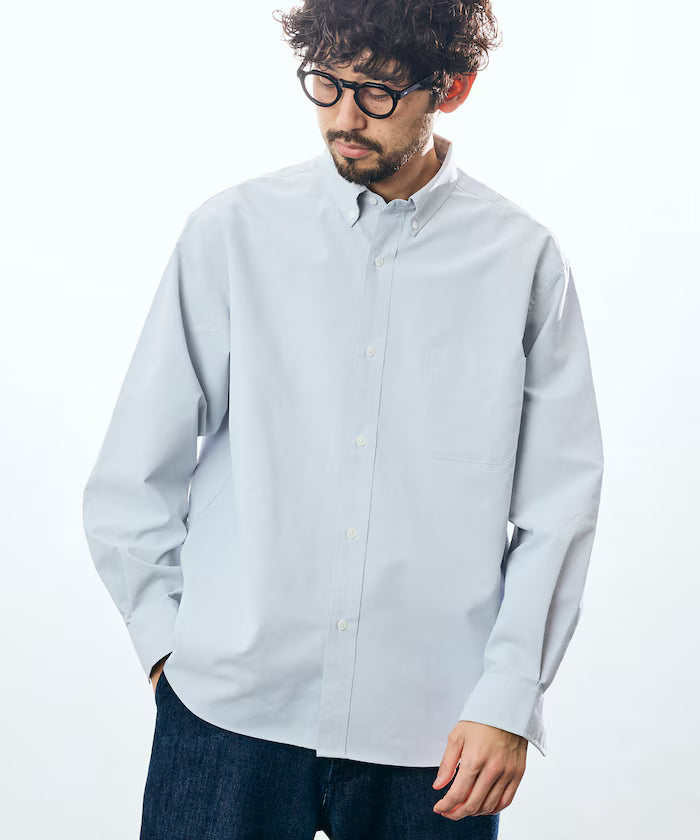 AIRDRY HIGH TECHYARN High-performance Material Oxford Button-down Shirt Long Sleeve - Gray