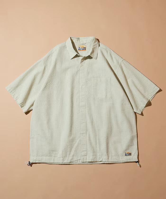 FREAK'S STORE for BEACH & FES Seersucker Spindle Regular Collar Short Sleeve Shirt