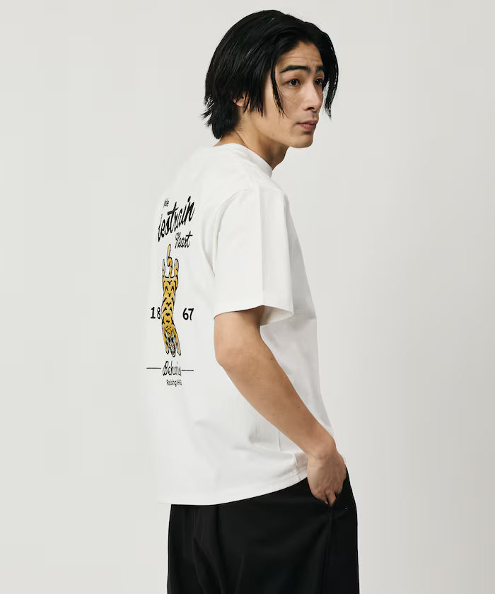 Big Silhouette Design Back Embroidery Crew Neck T-Shirt / TIGER 【Limited Edition】