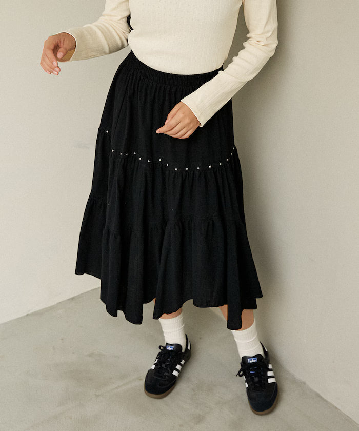 Studded Asymmetrical Tiered Skirt Limited Edition