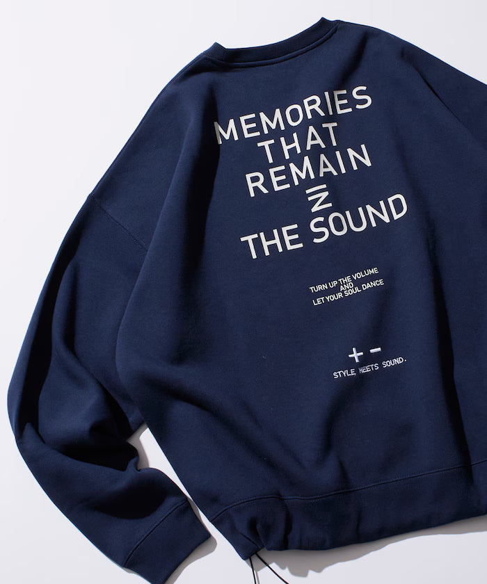 Big silhouette one-point embroidery back print hem code crew neck sweatshirt 【limited edition】