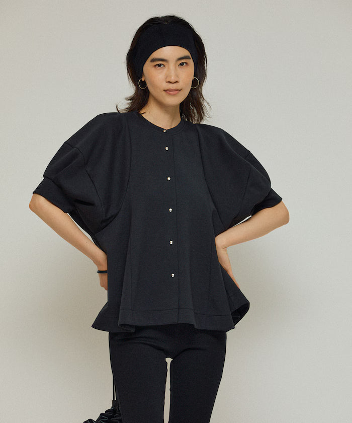Cardigan with Peplum and Puff Sleeves