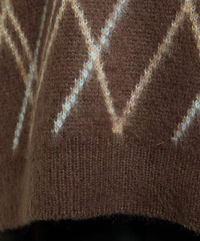 Checked pattern mohair touch skimmer knit limited edition