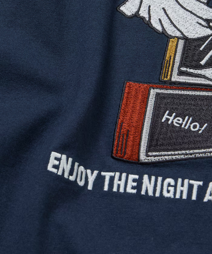 Relaxed Fit Back Embroidery Design Crew Neck T-Shirt / Midnight [Limited Edition]