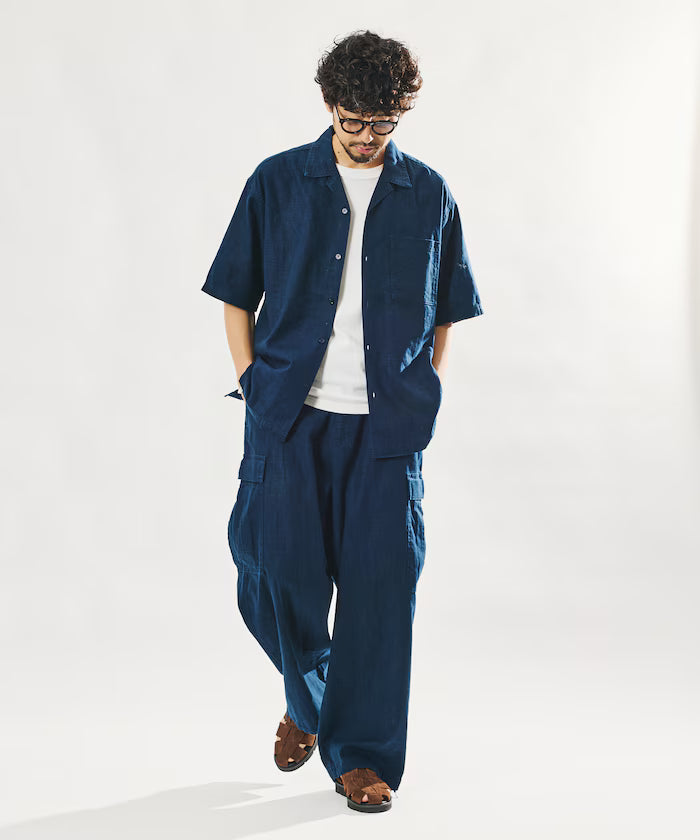 LINEN COTTON EASY CARGO PANTS 【Compatible with Set-Up】