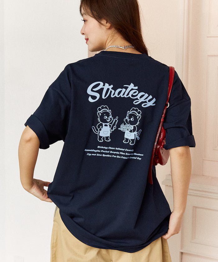 <Functional Material> STRATEGY Cat Print T-Shirt Limited Edition