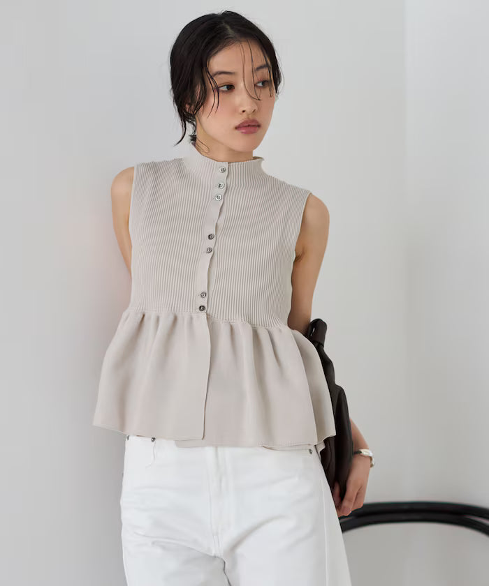 Japan-made Whole Garment Peplum Vest