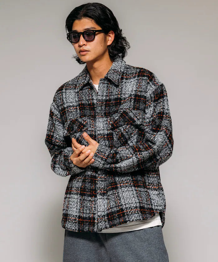 Poly Tweed CPO Check Shirt Jacket