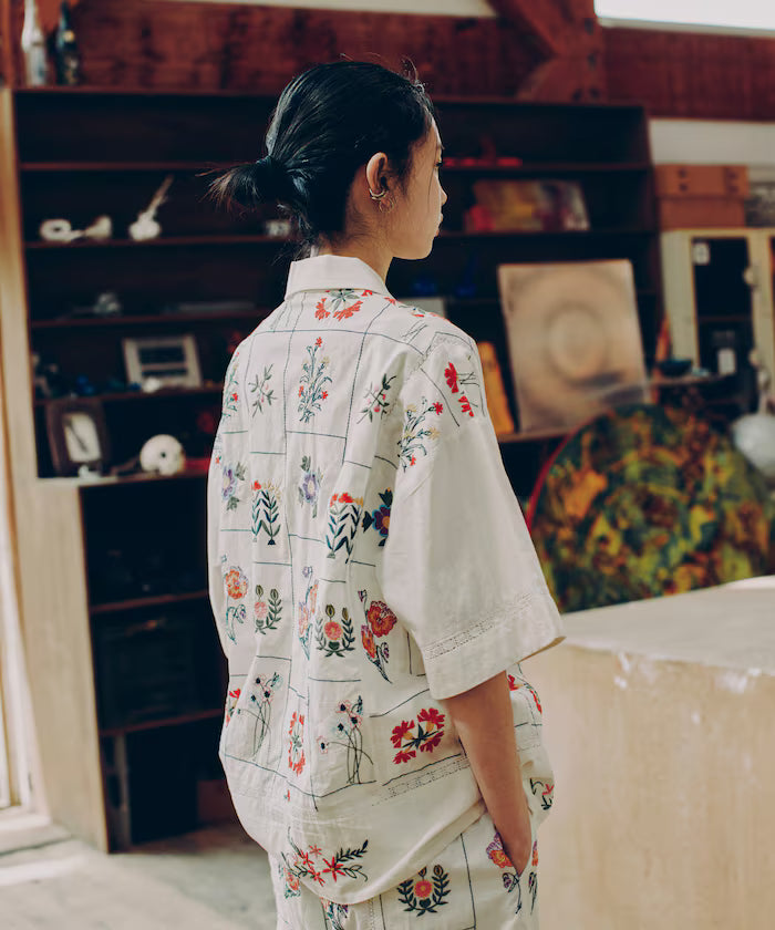 Patchwork Flower Embroidery Shirt