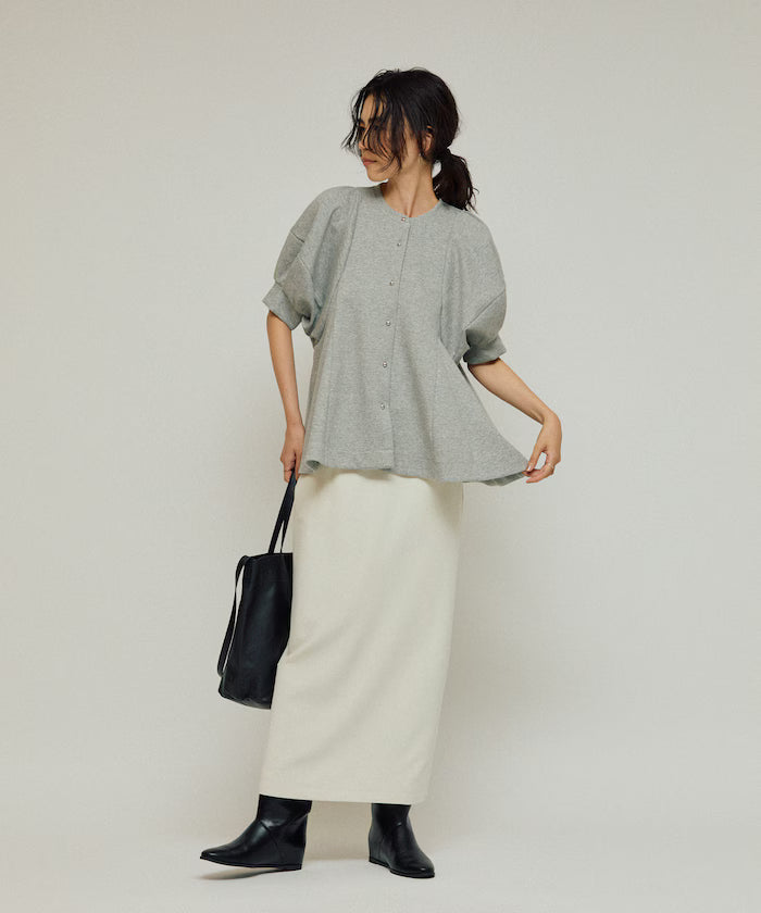 Cardigan with Peplum and Puff Sleeves