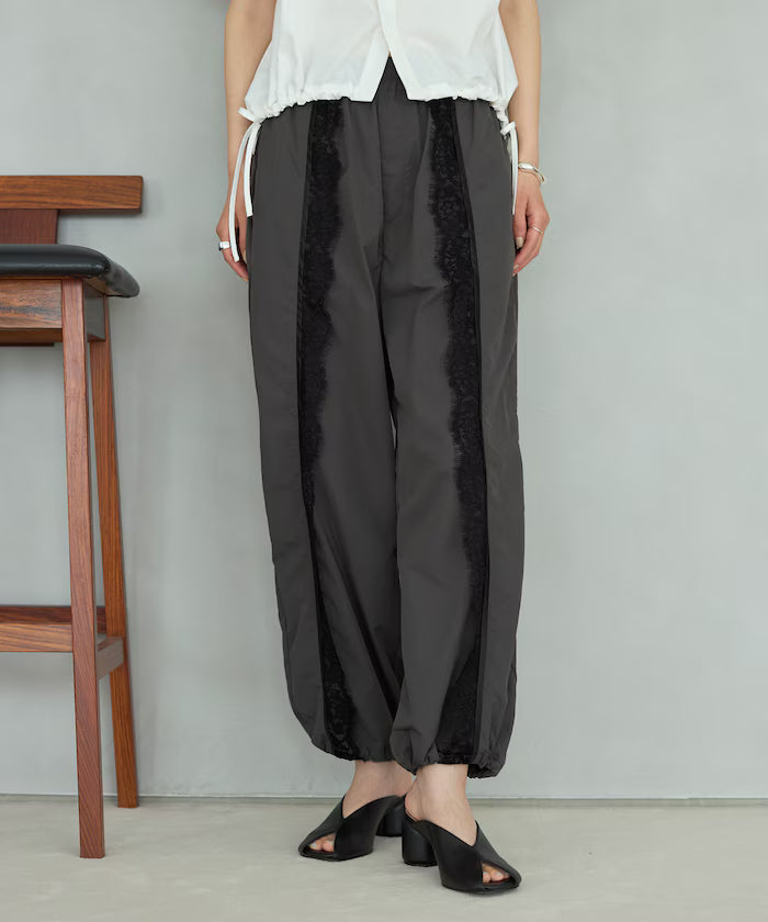 Nylon Lace Easy Wide Pants