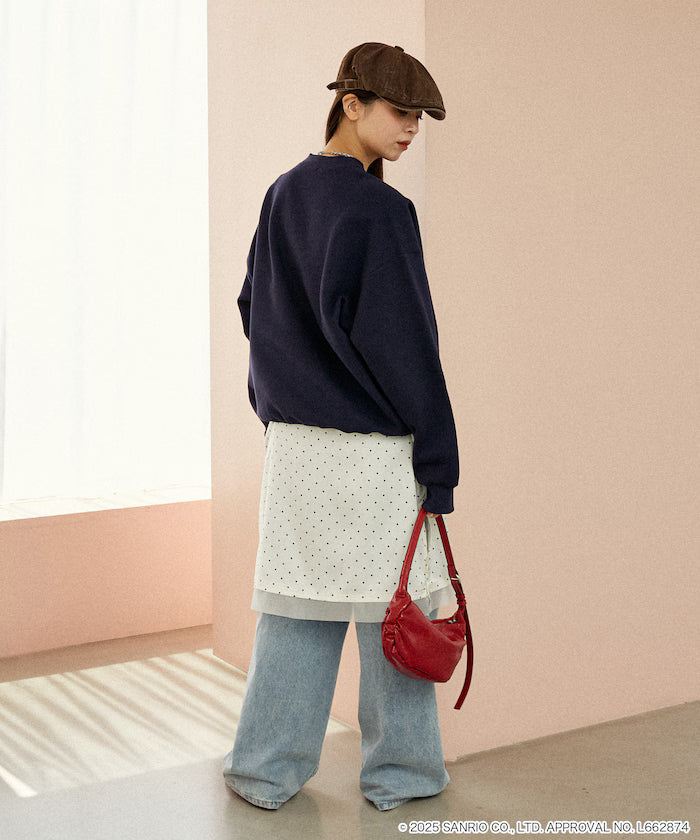 "HELLO KITTY/Hello Kitty" glasses college-style sweatshirt limited edition