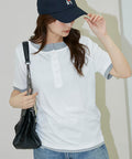 Layered Color Scheme Henley Neck T-Shirt Limited Edition - Off White