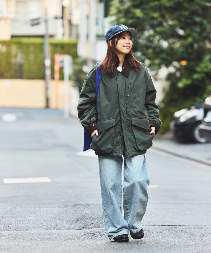 Corduroy panel cotton nylon blouson