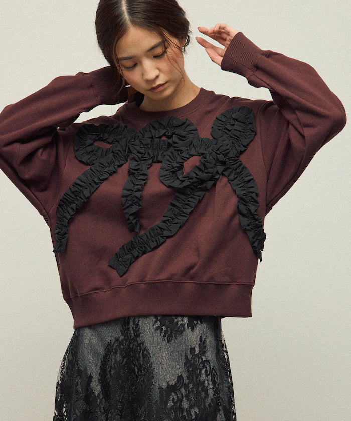 Organic Cotton Gather Ribbon Sweat / Relaxed Fit / French Terry Sweat