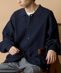 Relax Fit Sweat-like Polo Color Cardigan [Limited Edition] - Navy