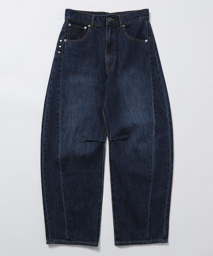 [March 11, 12:00 release] Heart Studs Curvy Denim / Wide Silhouette