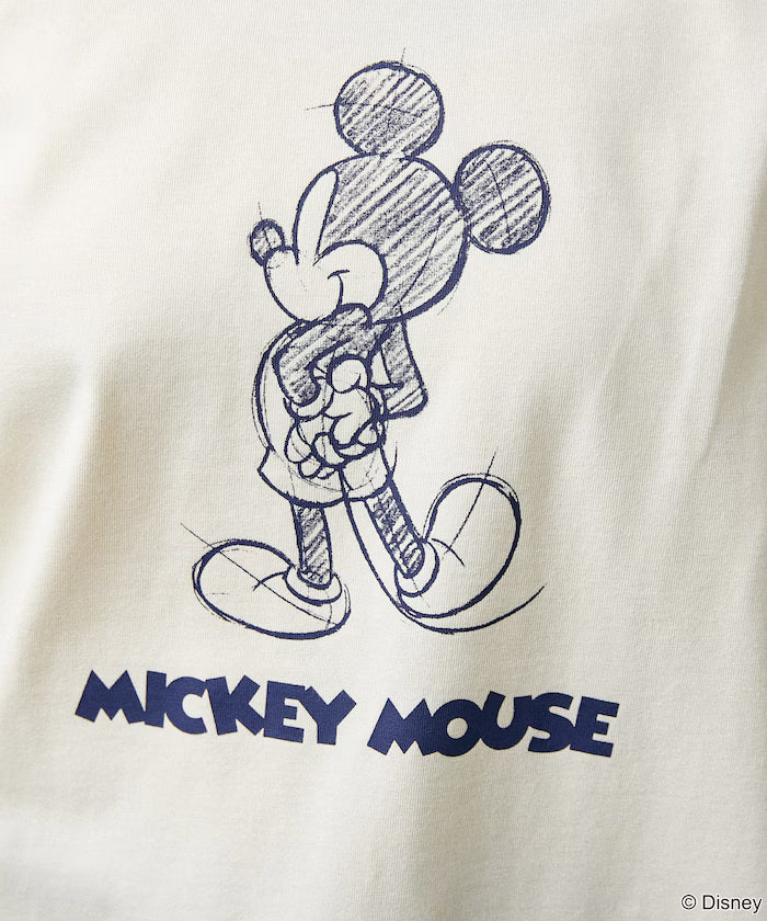 <Functional Material>Mickey Mouse/Sketch Ringer T-Shirt Limited Edition