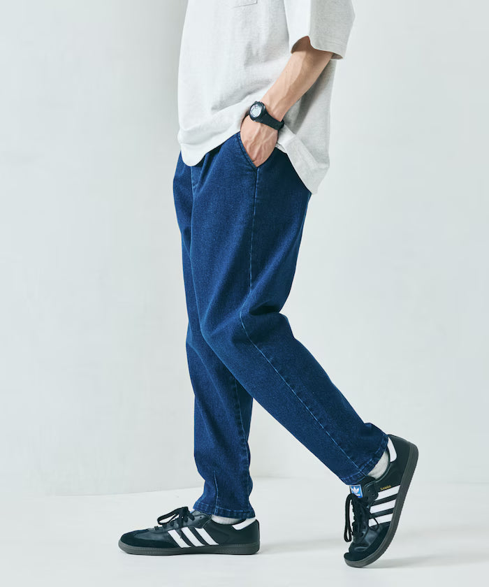 Basic Silhouette Stretch Easy Tapered Pants 【Limited Release】 - Navy
