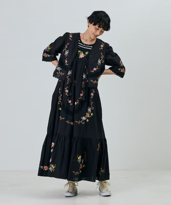 India Flower Cross Stitch Lace Camisole Dress