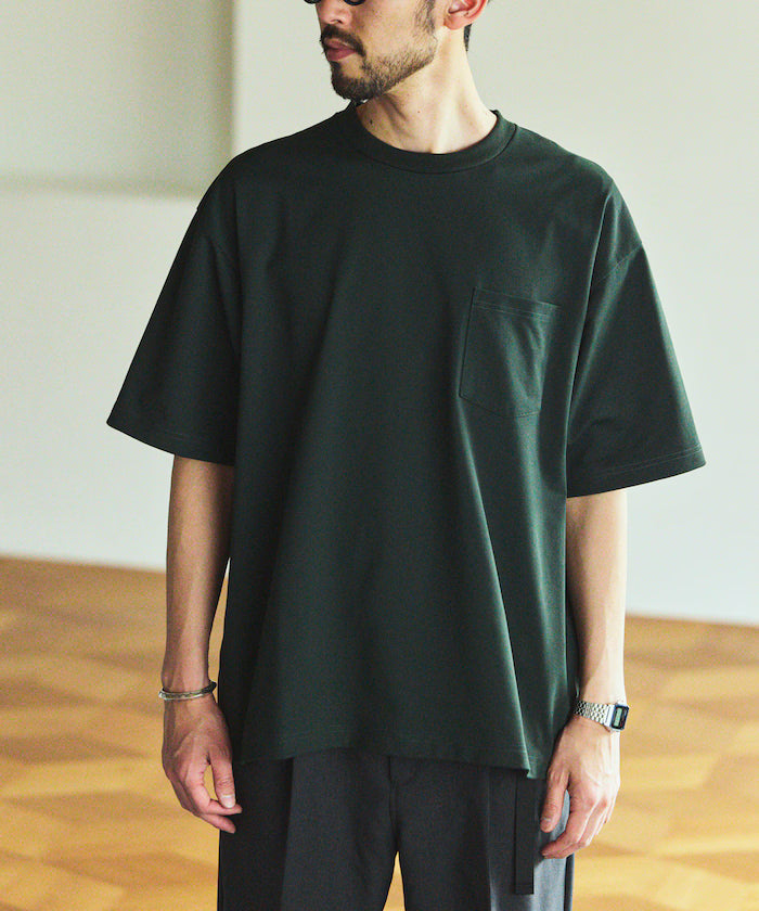 AIRDRY HIGH TECHYARN 7.7oz Big Silhouette Crew Neck Pocket T-Shirt Quick-dry Heat Shield