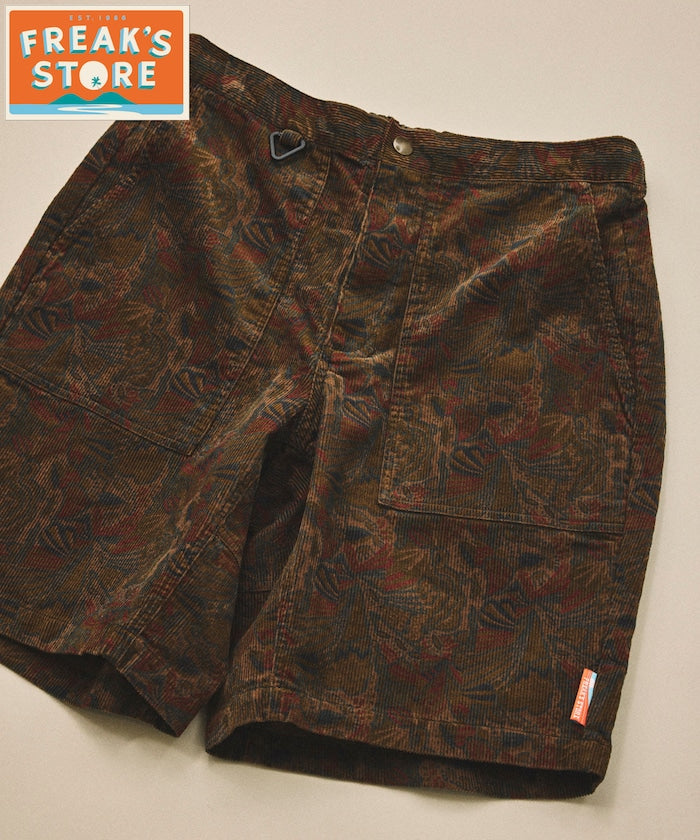 FREAK'S STORE for BEACH & FES Summer Corduroy Easy Shorts - Batik Pattern (Brown)