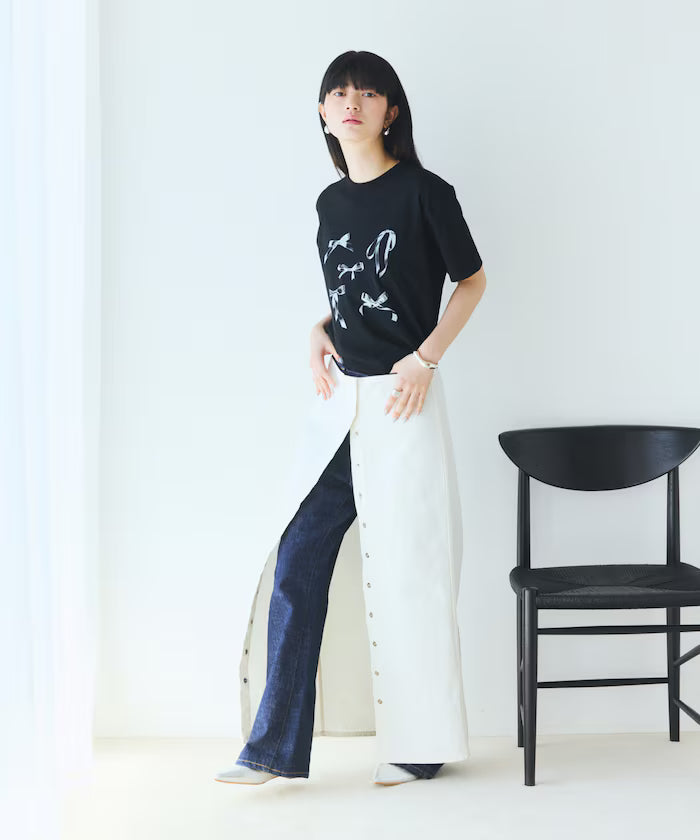 Comfortable Ribbon Print Crew Neck T-shirt