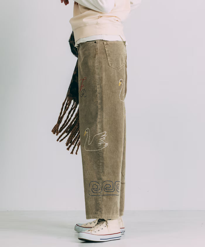 Chain Stitch Corduroy Pants