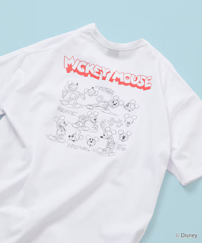 Limited Edition DISNEY Mickey Mouse Monochrome Back Print Crew Neck T-Shirt - White