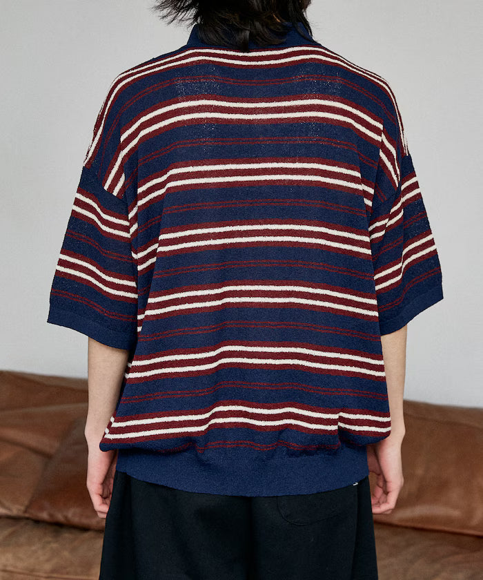 LOVE POP STUDIO Border Knit Polo Shirt Limited Edition
