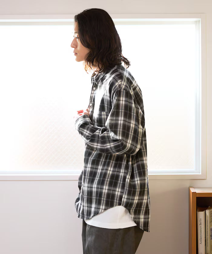 Big Silhouette Ombre Check Shirt / Long Sleeve