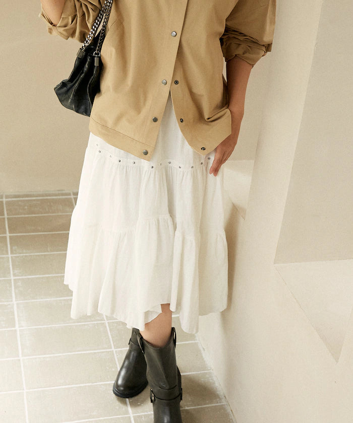 Studded Asymmetrical Tiered Skirt Limited Edition