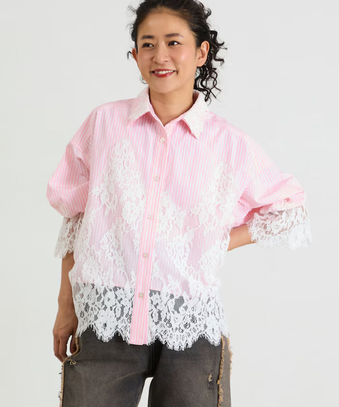 Lace Docking Stripe Shirt