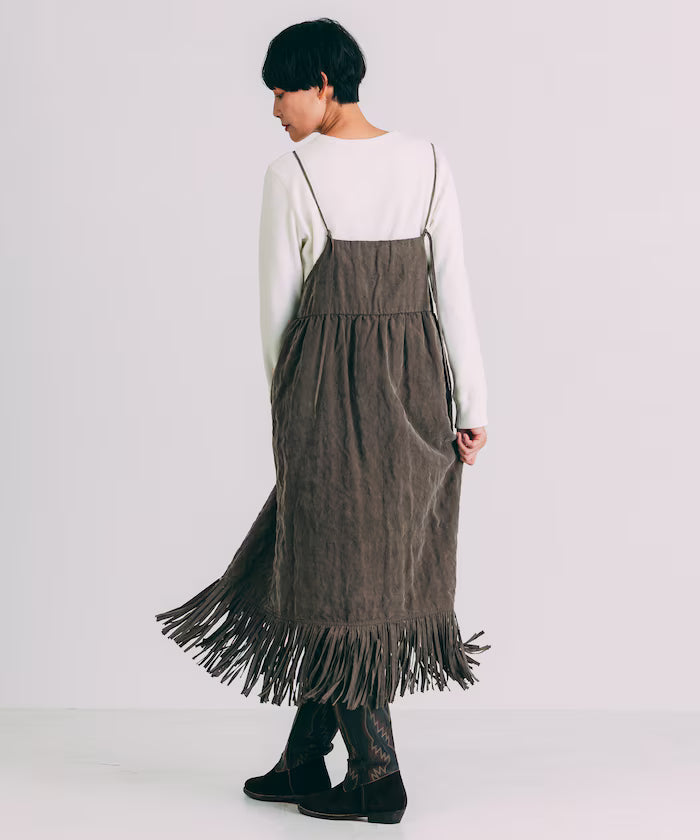 Fade-Processed Fringe Mini Dress