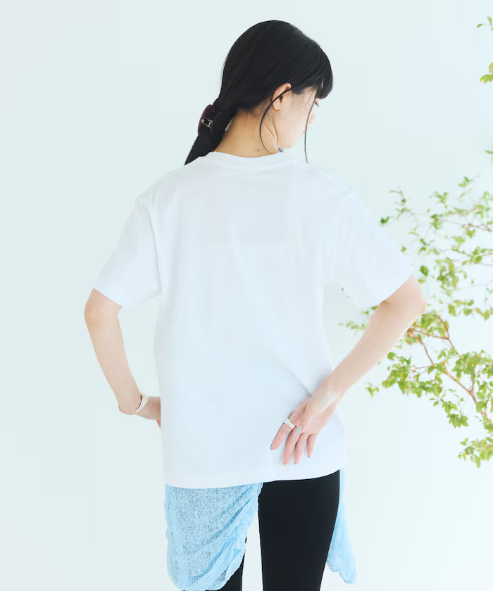 Comfortable Ribbon Print Crew Neck T-shirt