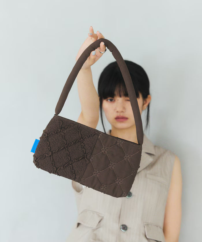 Flower Quilt Patchwork One Handle Bag - Brown