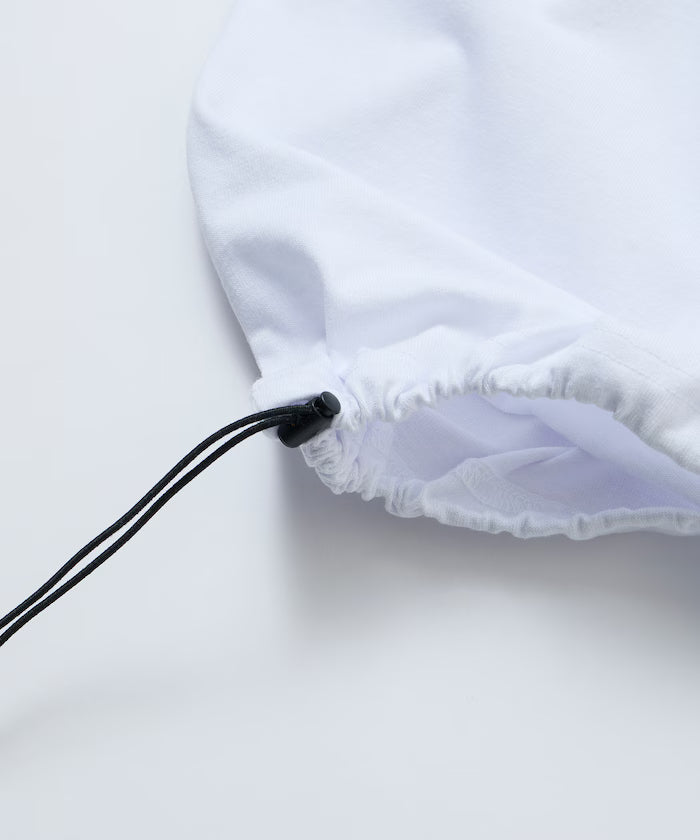 Big silhouette one-point embroidery back print hem code pocket T-shirt [Limited Edition]