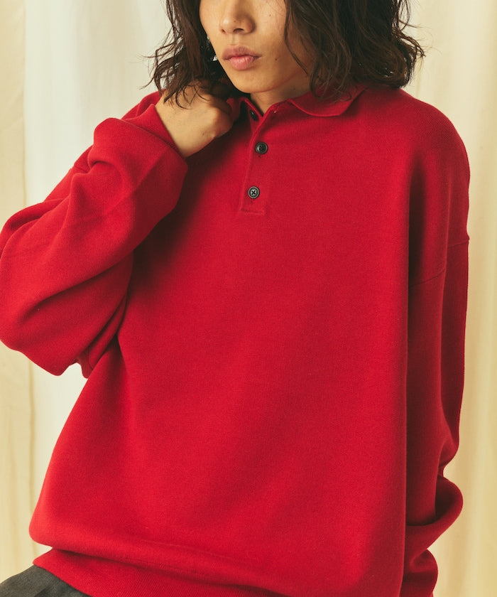 Relax Fit Relax Fit Sweat-like Polo Collar Knit [Limited Edition]