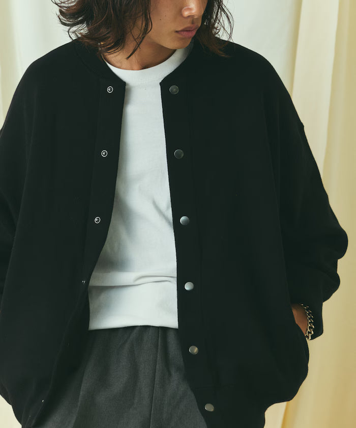 Relax Fit Relax Fit Sweat-like Knit Crew Neck Snap Cardigan [Limited Edition]