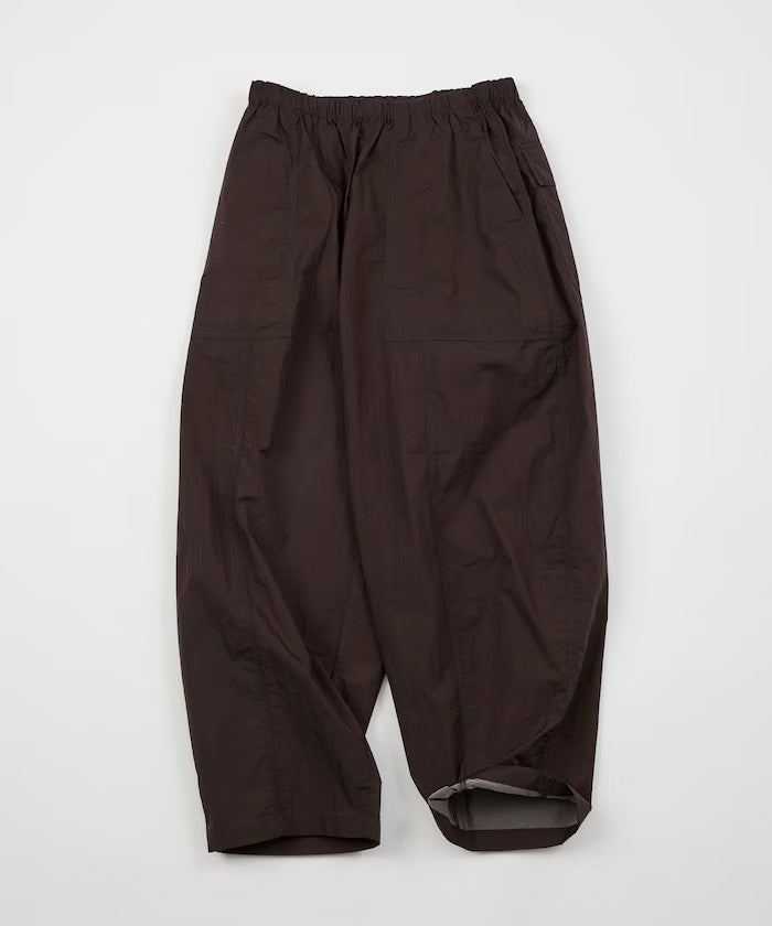 Ultra-Light Nylon Packable Wide Tapered Pants - Brown