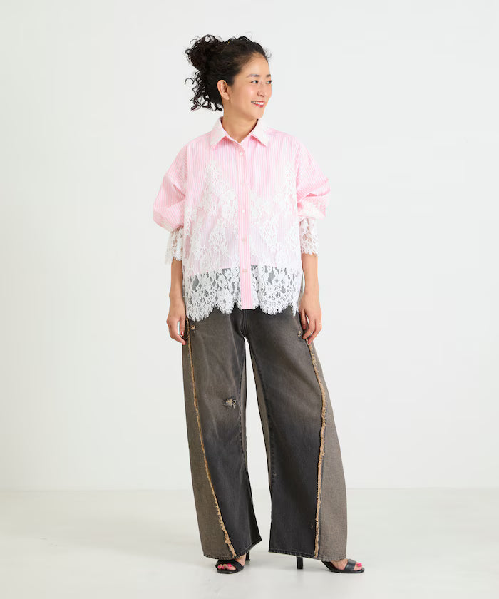 Lace Docking Stripe Shirt