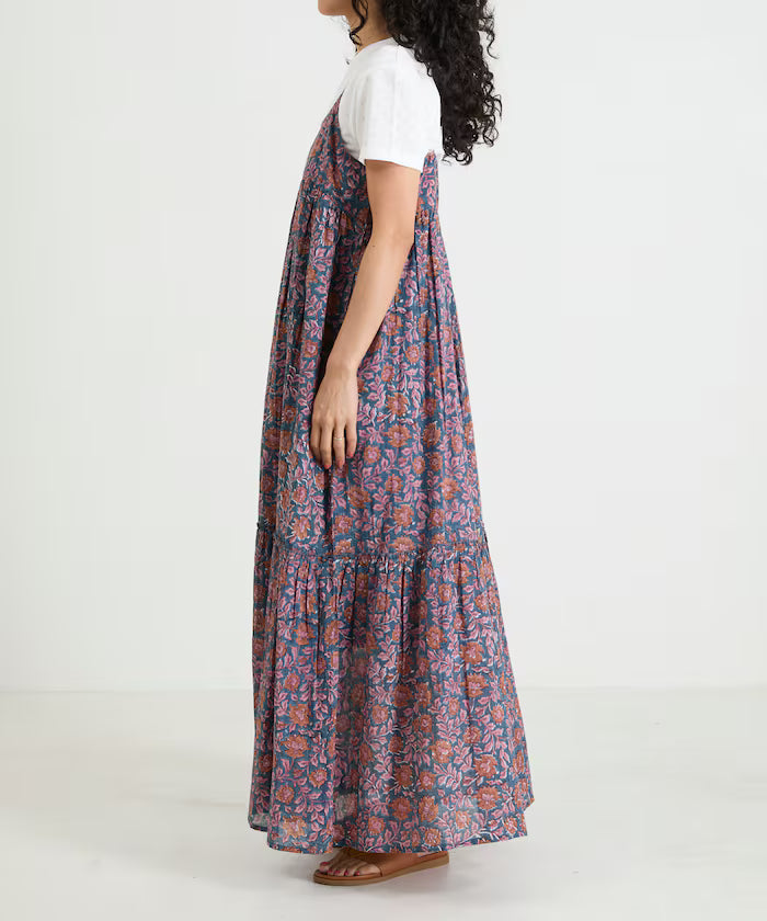 India Woodblock Flower Print Cami Dress