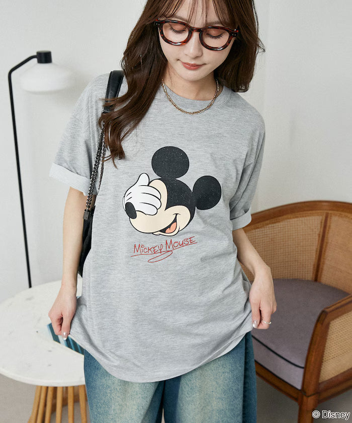 <Functional Material>Mickey Mouse Face T-Shirt Limited Edition
